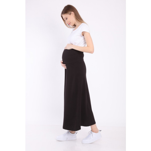 Adjustable Waist Maternity Skirt Black