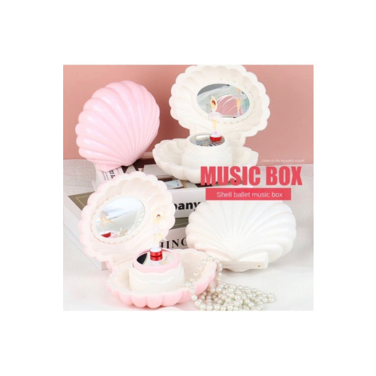 White Mobile Ballet Seashell Jewelry And Music Box