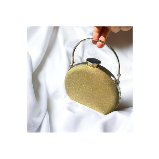 Womens Olive Oil Shiny Evening Bag