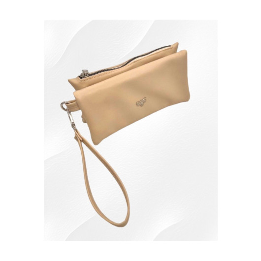 Soft Light Cream Womens Wallet With A Phone Compartment