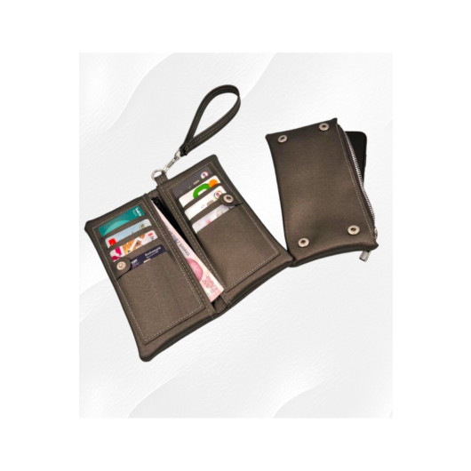 Womens Soft Smoked Wallet With Card And Phone Compartment