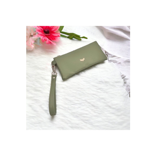 Womens Olive Oil Soft Wallet With Card And Phone Compartment