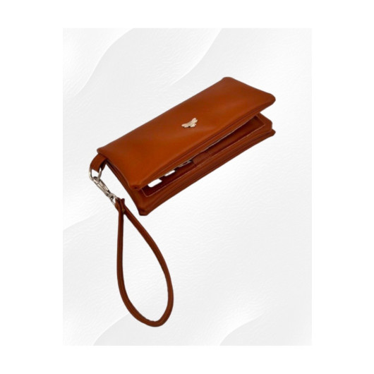Womens Soft Brown Wallet With Card And Phone Compartment