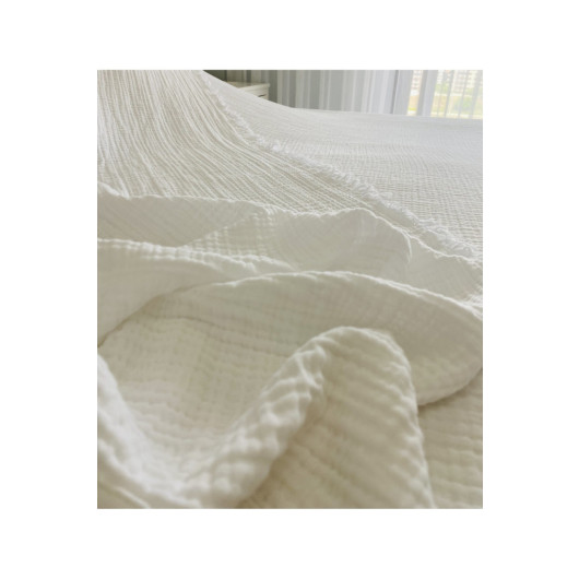 Homecella White Organic Muslin Bedspread
