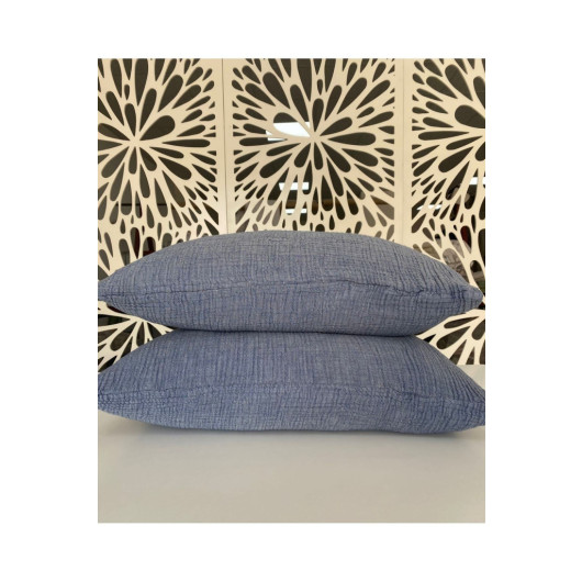 Homecella Indigo Blue Organic Muslin Pillow Cover