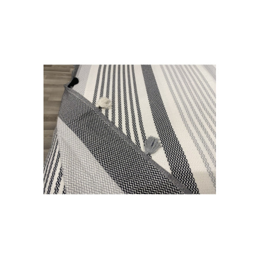 Homecella Large Gray And Black Striped Cotton Bedspread