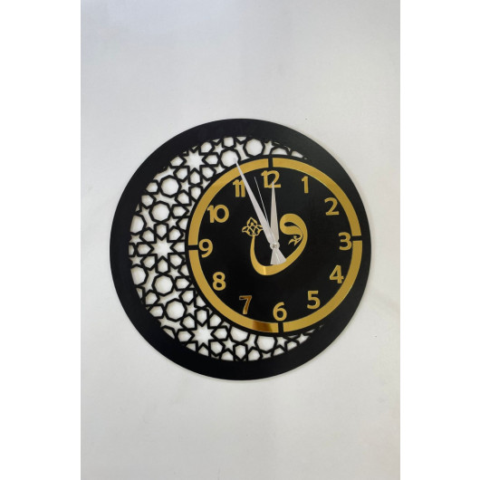 ساعة حائط بليكسي زجاج ديكور اسلامي مقاس 40X40 سم