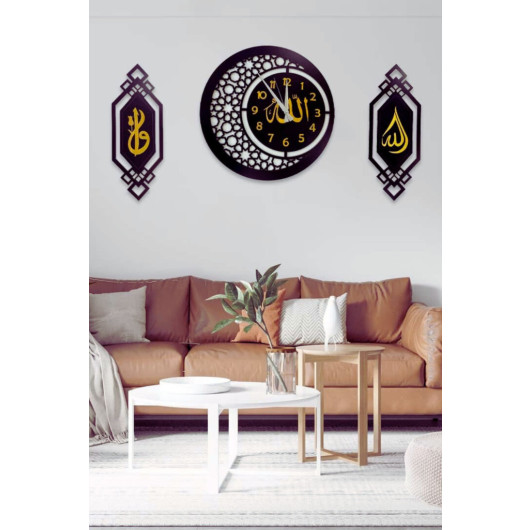 Home Islamic Decorative Clock Wall Painting 40X40 Cm Black