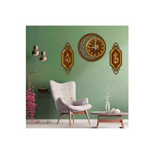 Home Islamic Decorative Clock Table 40X40 Cm Black