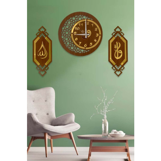 لوحة ساعة ديكور اسلامية منزلي مقاس 40×40 سم