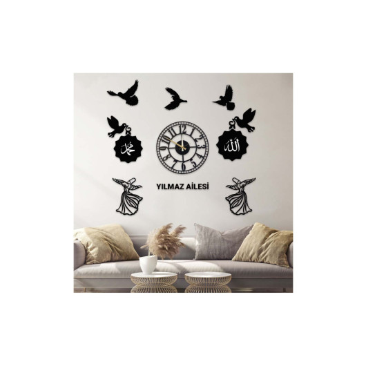 Islamic Decorative Personalized Wall Painting With Clock 40X40Cm