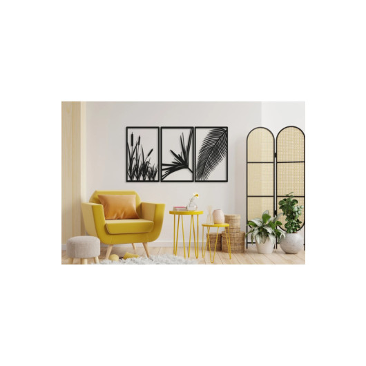 لوحة حائط خشب ديكور منزلي 3 قطع مقاس 45×22 سم