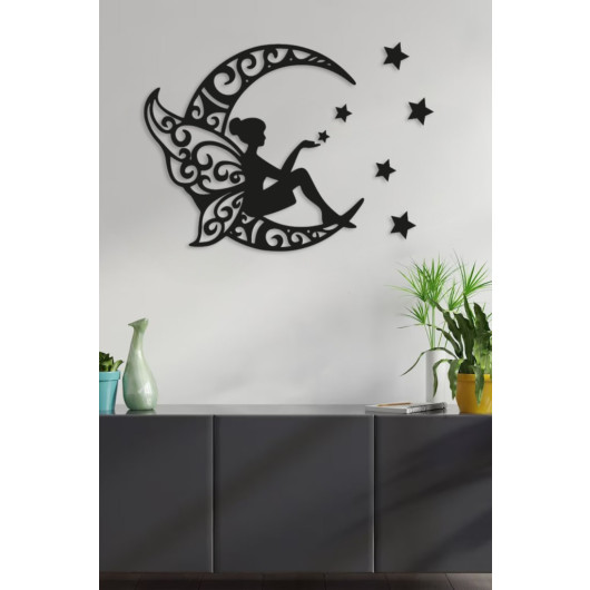 Decorative Wall Painting Moon Butterfly 50X50Cm Black
