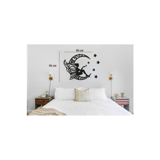Decorative Wall Painting Moon Butterfly 50X50Cm Black