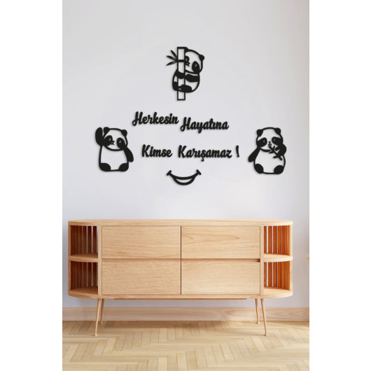 Home Children Room Wooden Wall Painting Cute Panda 35X20 Cm