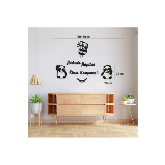 Home Children Room Wooden Wall Painting Cute Panda 35X20 Cm