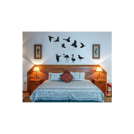 لوحات ديكور خشبي طيور البجع والبط مقاس 33X15 سم