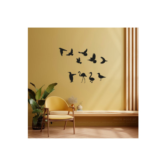 لوحات ديكور خشبي طيور البجع والبط مقاس 33X15 سم