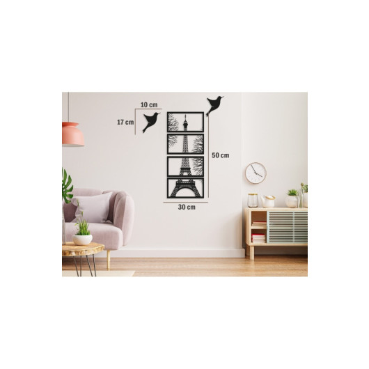 Wooden Decorative Wall Painting Eiffel Tower 100X20 Cm