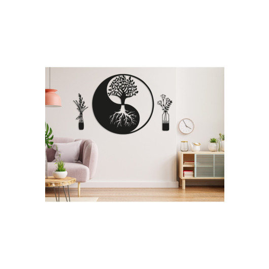 Wooden Decorative Wall Painting Tree Of Life 50X50Cm Brown