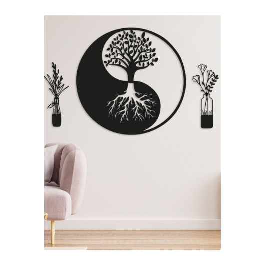 لوحة ديكور منزل بشكل شجرة الحياة مقاس 50×50 سم