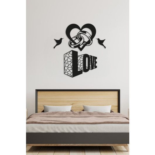 Wooden Decorative Wall Painting Love Heart And Birds 45X45 Cm