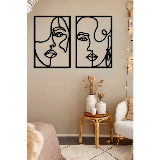 Wooden Decorative Wall Painting Abstract Women 45X20 Cm