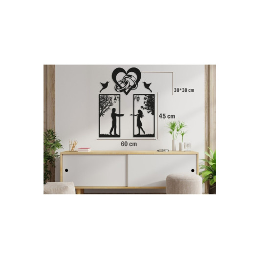 Wooden Decorative Lover Wall Painting 45X22Cm Black