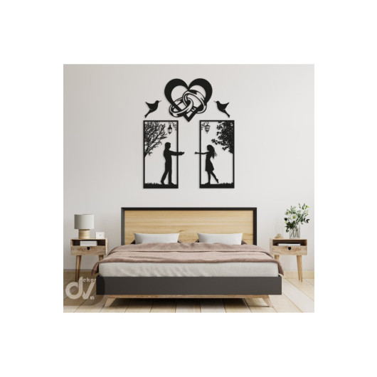Wooden Decorative Lover Wall Painting 45X22Cm Black
