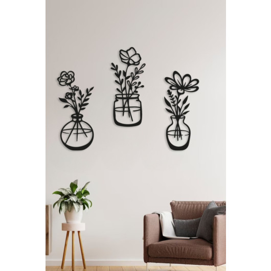 Wooden Decorative Wall Vase Flowers 40X40 Cm White