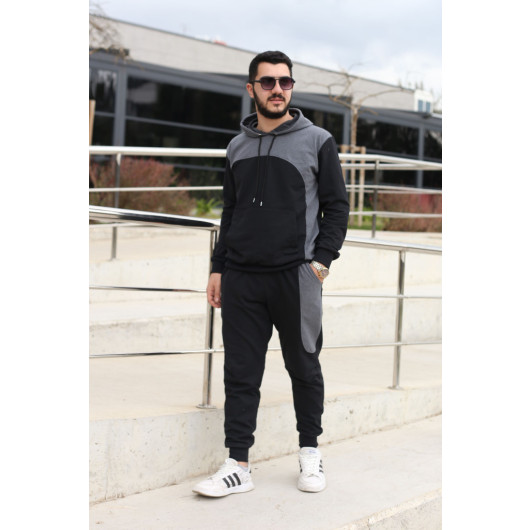 Relaxed Fit Men Tracksuit Set With Pockets And Elasticated Hems, Size Xl