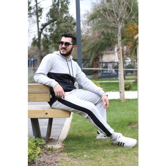 Comfortable Cut Men Tracksuit Set With Pockets And Elastic Cuffs, Size L
