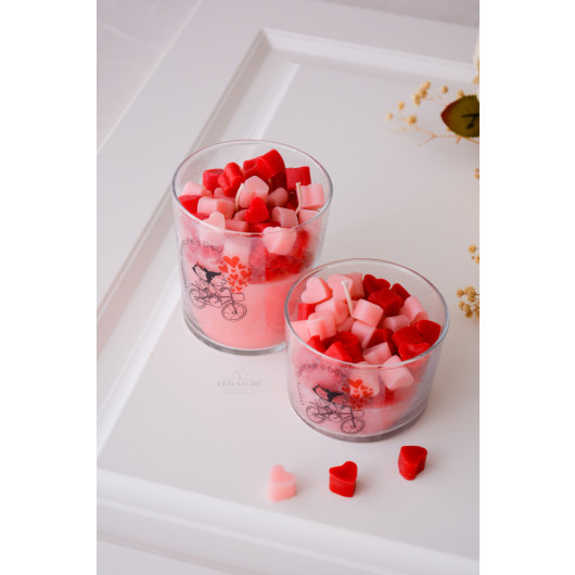 2 Pieces Scented Soy Wax Glass Cup Heart Candle Aromatherapy Gift