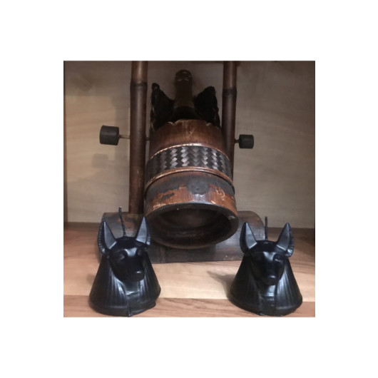 Set Of 2 Decorative Wolf Bust Candle Black