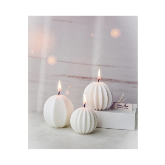 Set Of 3 Soy Wax Scented Geometric Globe Candles White