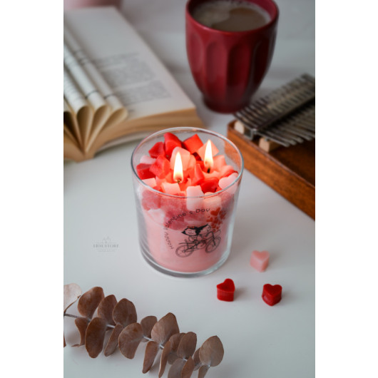 Large Size Scented Soy Wax Glass Cup Heart Candle