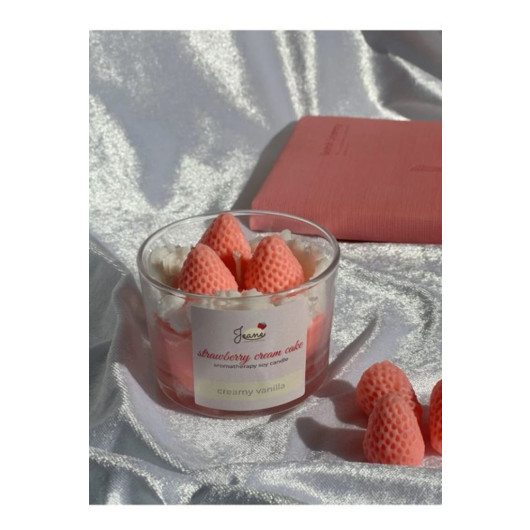 Strawberry Candle Aromatherapy Vanilla Scented Gift Pink