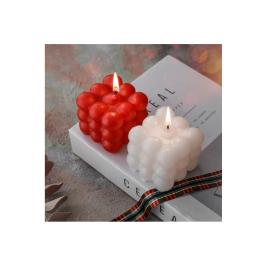 Decorative Set Of 2 White And Red Colored Scented Bubbles