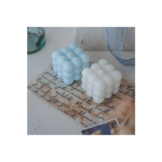 Decorative 2 Piece White Blue Colored Scented Bubble Set