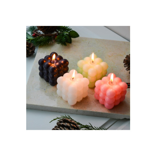 Decorative 4 Piece Multi Colored Scented Bubble Candle Set