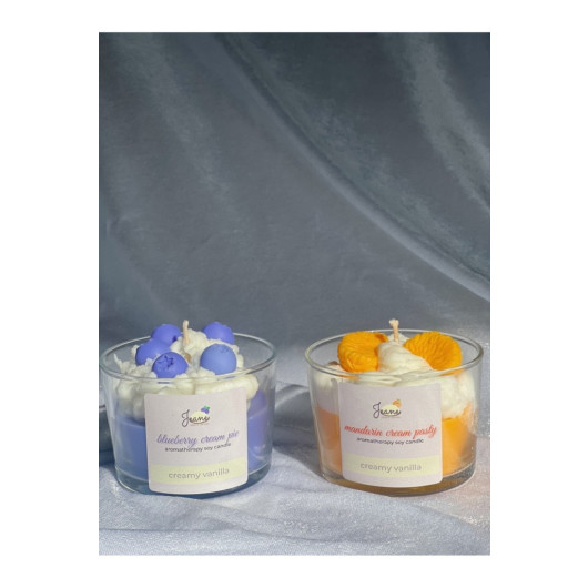 Vanilla Scented Candle Aromatherapy Orange Purple Blue