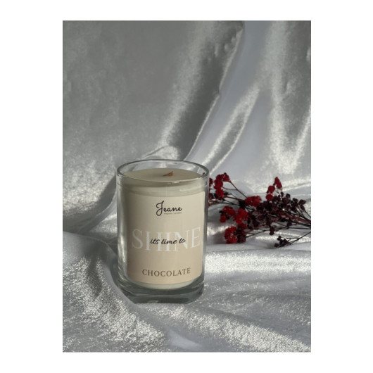 Candles Scented Candle Glass Cup Chocolate Scented White