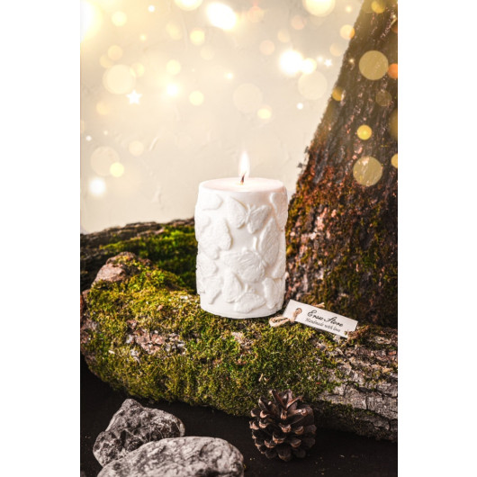 Butterfly Patterned Soy Wax Baton Candle White