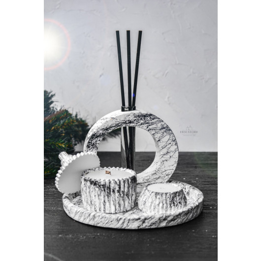 Scented Soy Candle Vase With Tealight Tray And Black Bamboo Stick