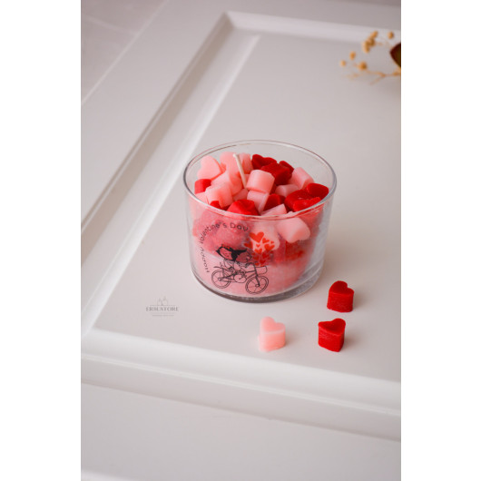 Heart Design Scented Soy Wax Glass Cup Heart Candle