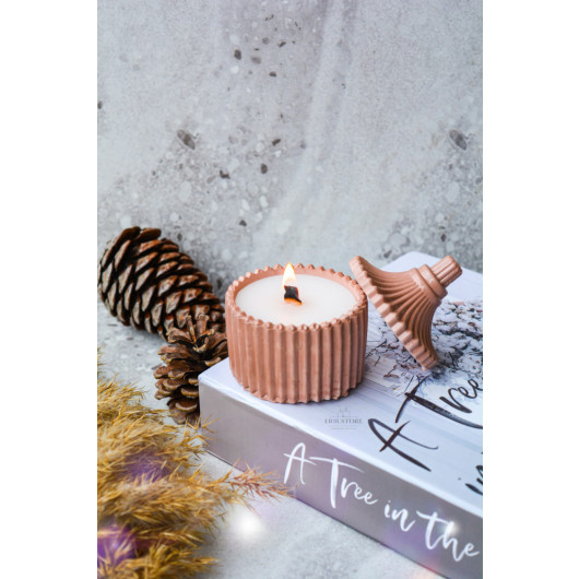 Single Covered Amber Vanilla Scented Decorative Concrete Soy Candle Holder