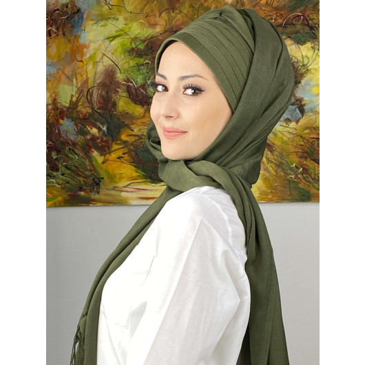 Topkapi Model Cross Draped Plain Patternless Ready Made Shawl