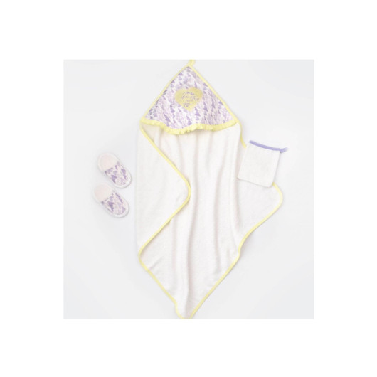 Biorganic Organic Towel Set Love You Baby Yellow Lavender