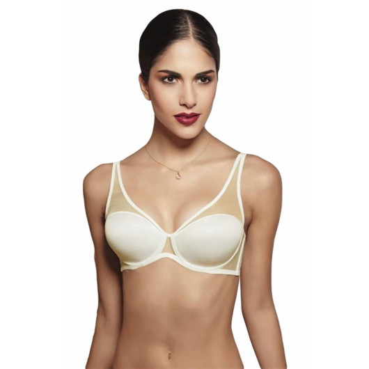 Women Underwire Tulle Detailed Minimizing Bra