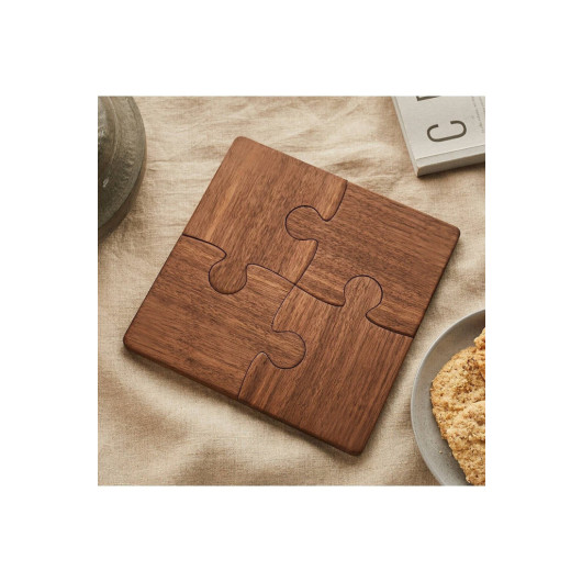 Wooden Patterned Puzzle Mdf Coaster Set Of 4 10X10 Cm